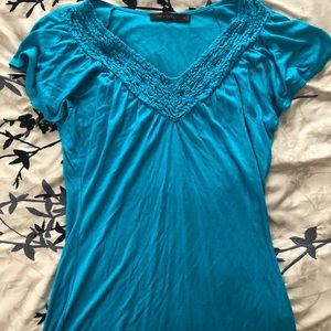 Medium blue v-neck blouse